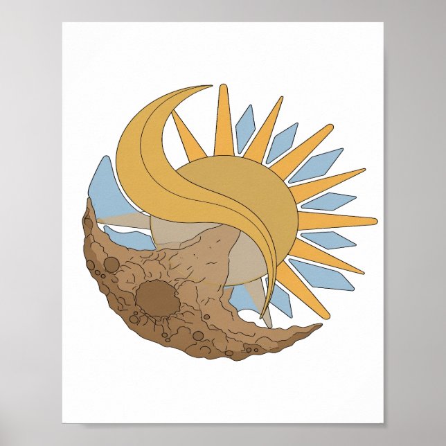 Sharp Silver SUN AND MOON Bold Design Poster (Front)