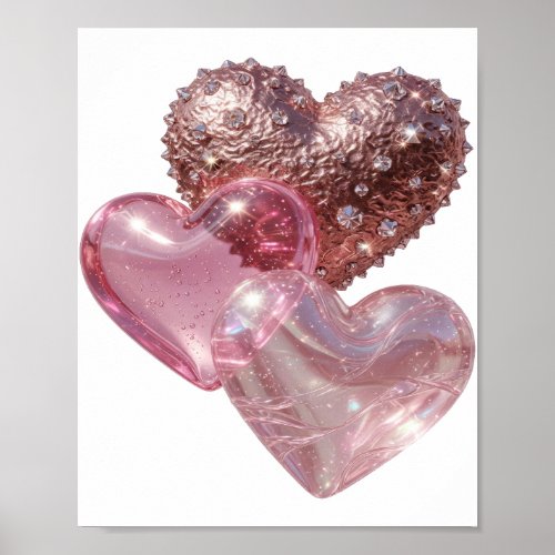 Sharp Silver THREE HEARTS Poster