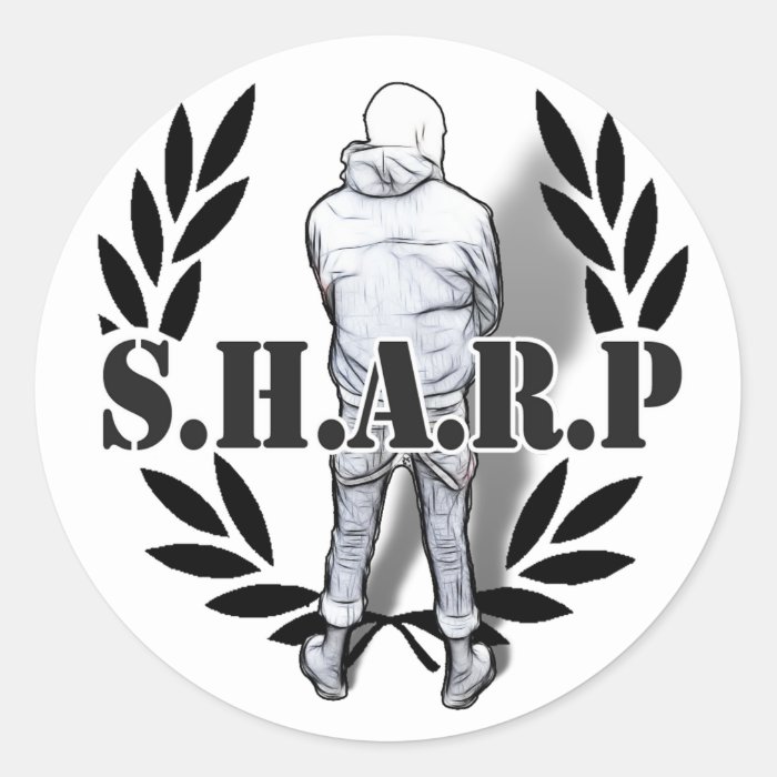 sharp skin standing round sticker