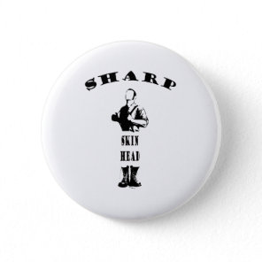 sharp skinhead pinback button
