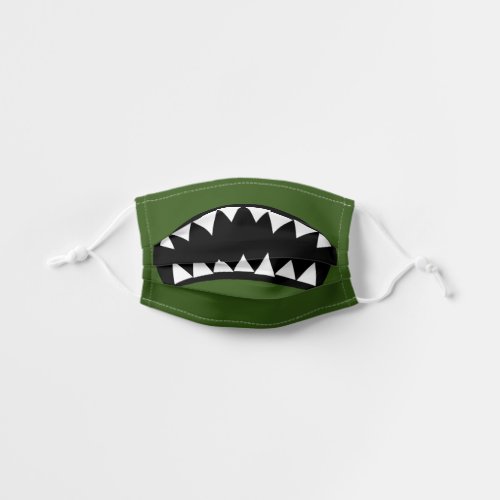 Sharp teeth funny green monster cartoon kids cloth face mask