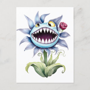 Sharp Teeth Monster Flower Postcard