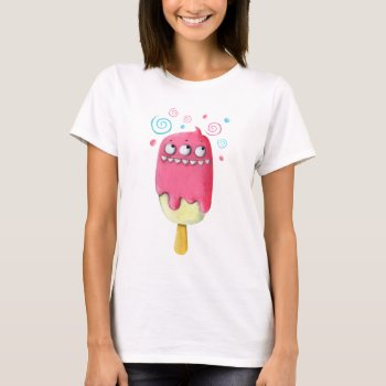 Sharp Teeth Monster Ice Cream Cone T-shirt by colonelle at Zazzle