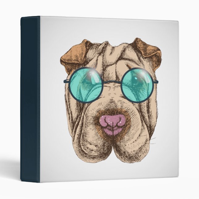 Sharpei In Sunglasses 3 Ring Binder (Front/Spine)