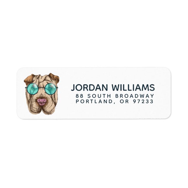 Sharpei In Sunglasses | Add Your Name Label (Front)