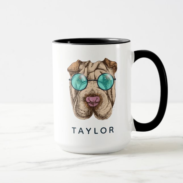 Sharpei In Sunglasses | Add Your Name Mug (Right)