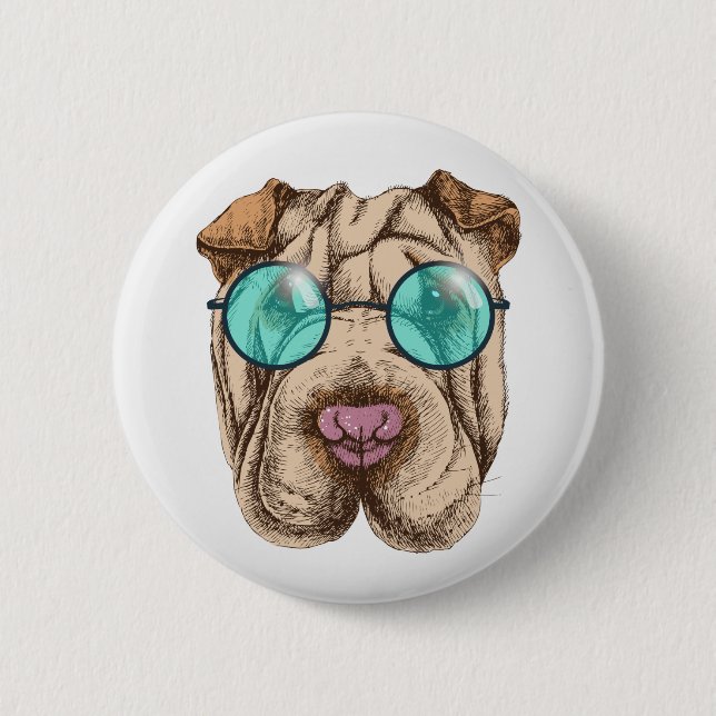 Sharpei In Sunglasses Button (Front)
