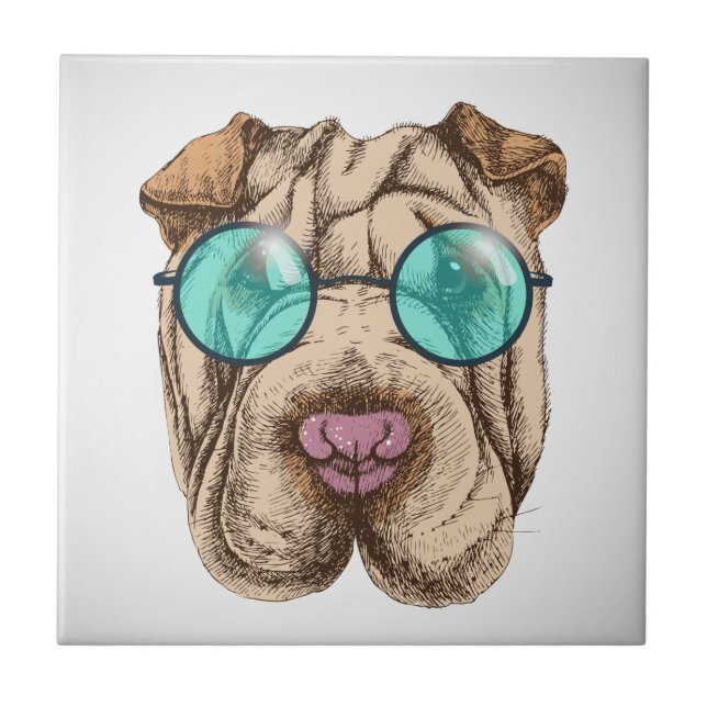 Sharpei In Sunglasses Ceramic Tile (Front)