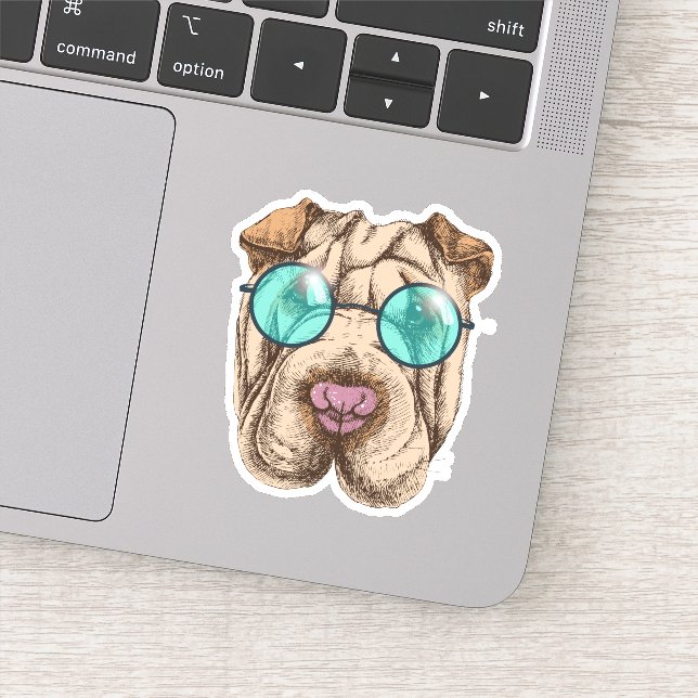Sharpei In Sunglasses Sticker (Detail)