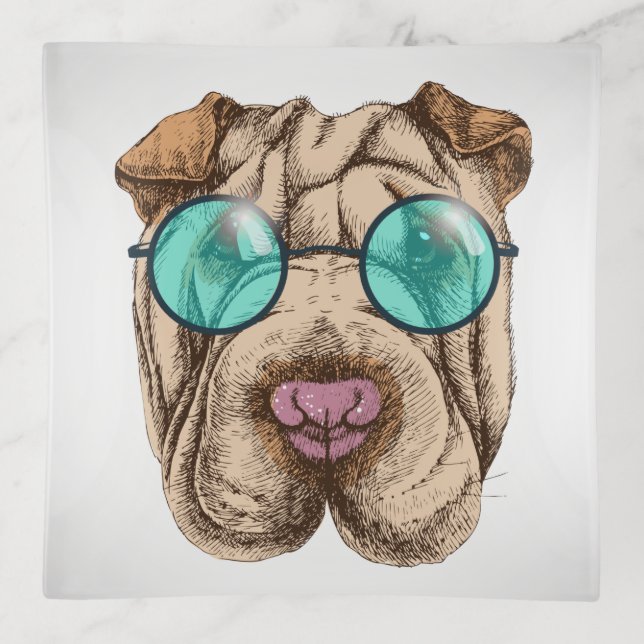 Sharpei In Sunglasses Trinket Tray (Front)