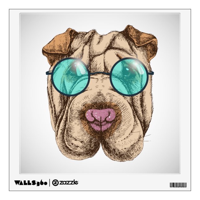 Sharpei In Sunglasses Wall Decal (Front)
