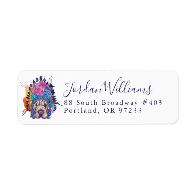 Sharpei Native American Indian Chief | Add Your Na Label (Front)