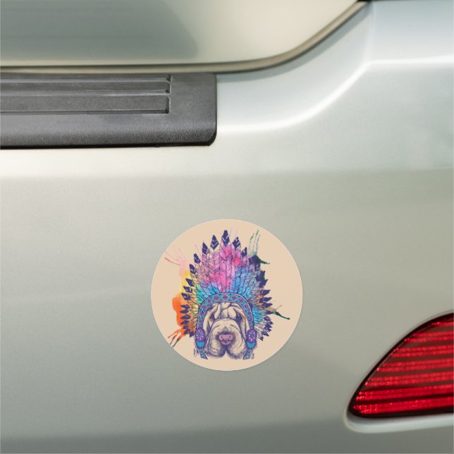 Sharpei Native American Indian Chief Car Magnet (In Situ)