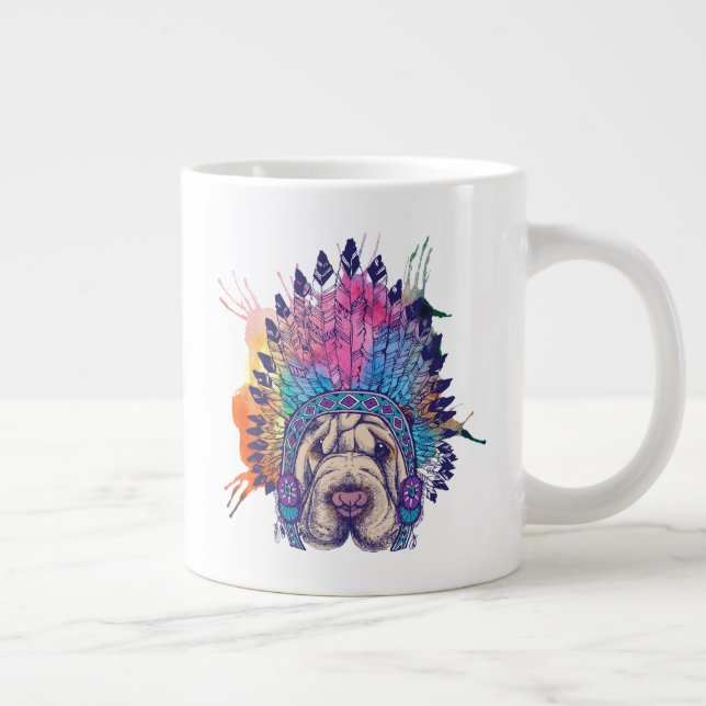 Sharpei Native American Indian Chief Giant Coffee Mug (Right)