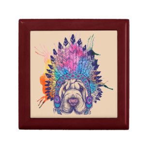 Sharpei Native American Indian Chief Gift Box