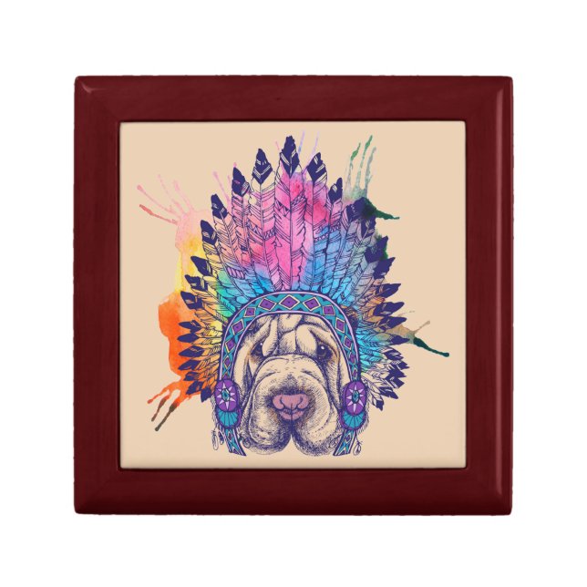 Sharpei Native American Indian Chief Gift Box (Front)