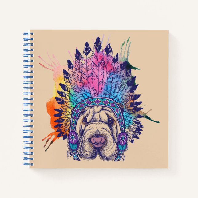 Sharpei Native American Indian Chief Notebook (Front)