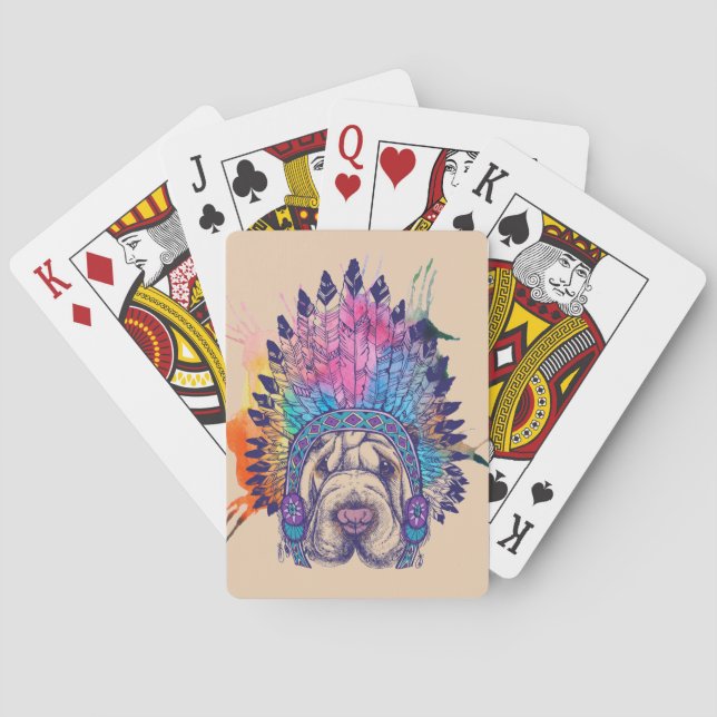Sharpei Native American Indian Chief Poker Cards (Back)