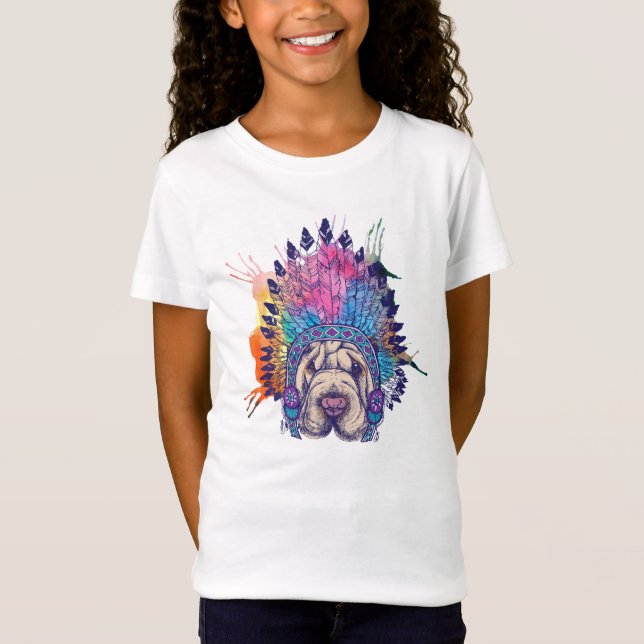 Sharpei Native American Indian Chief T-Shirt (Front)