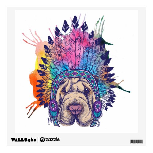 Sharpei Native American Indian Chief Wall Decal