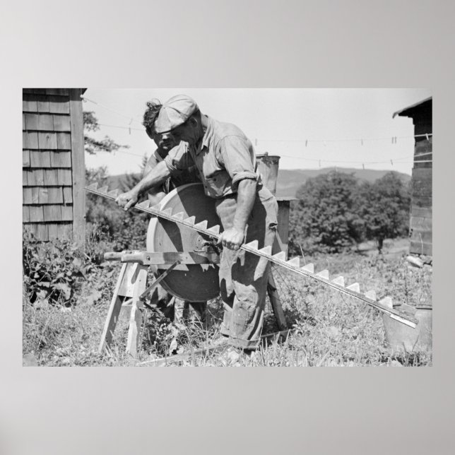 Sharpening a Farm Implement, 1930s Poster (Front)