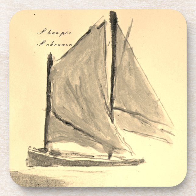  Sharpie Schooner Sailboat  - Hard Plastic Coaster (Front)