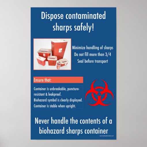 Sharps safety educational poster | Zazzle