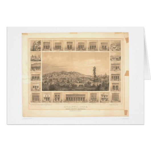 Shasta, CA. Panoramic Map 1856 (1612A) Cards (Front Horizontal)