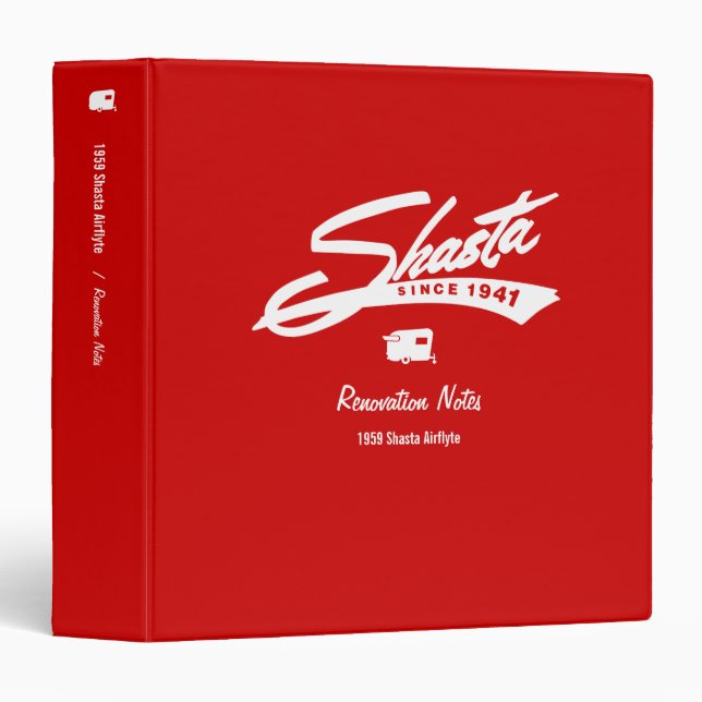 Shasta Camper Renovation Notes Customizable Binder (Front/Spine)
