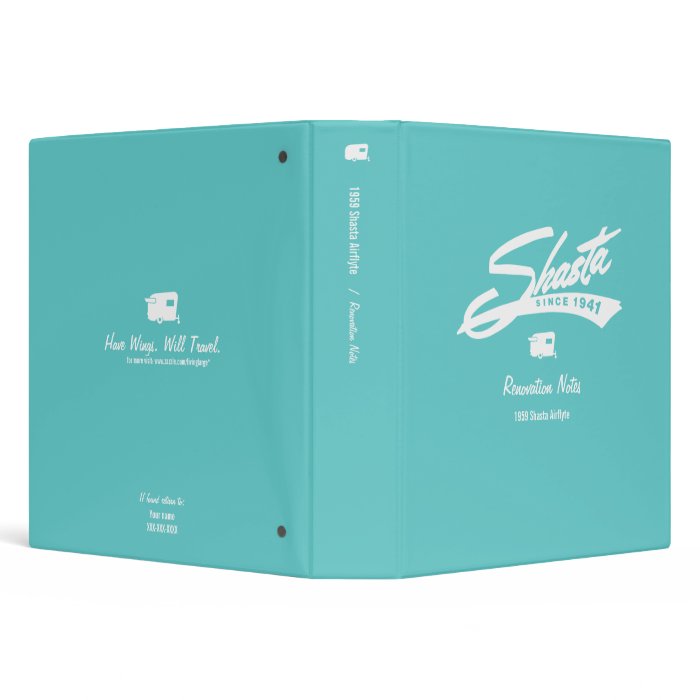 Shasta Camper Renovation Notes Customizable Binder