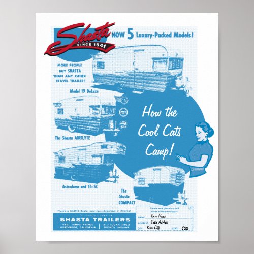 Shasta Camper Vintage Ad _ Cool Cats Poster