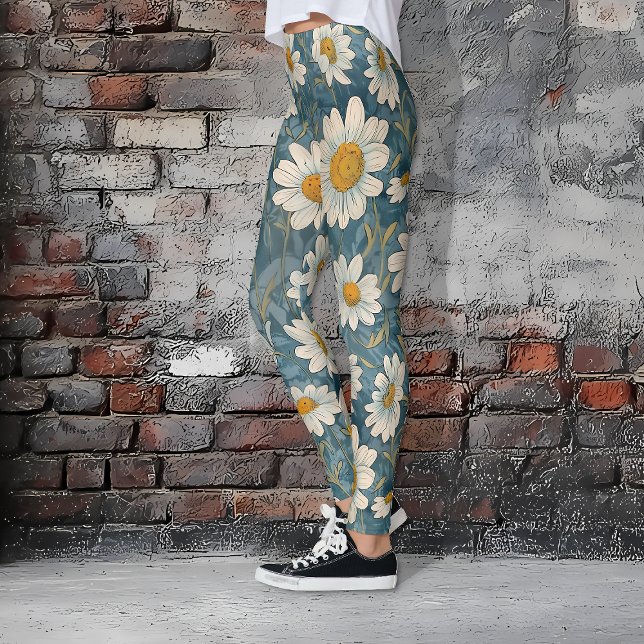 Shasta Daisies Leggings (Art Nouveau Shasta Daisies Leggings)