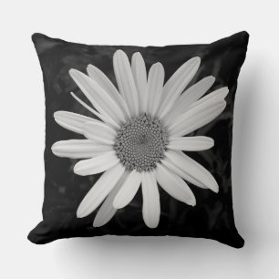 Shasta Daisy 03 - Black and White Throw Pillow