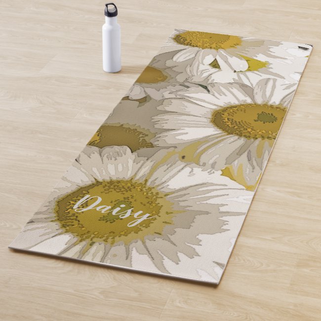Shasta Daisy Floral Design Yoga Mat