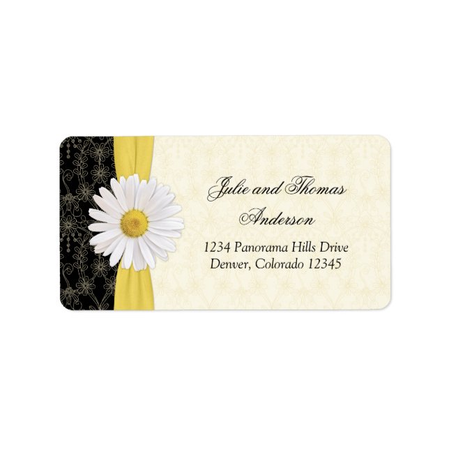 Shasta Daisy Floral Wedding Address Labels (Front)