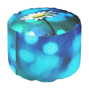 Shasta Daisy in Turquoise N Blue Pouf