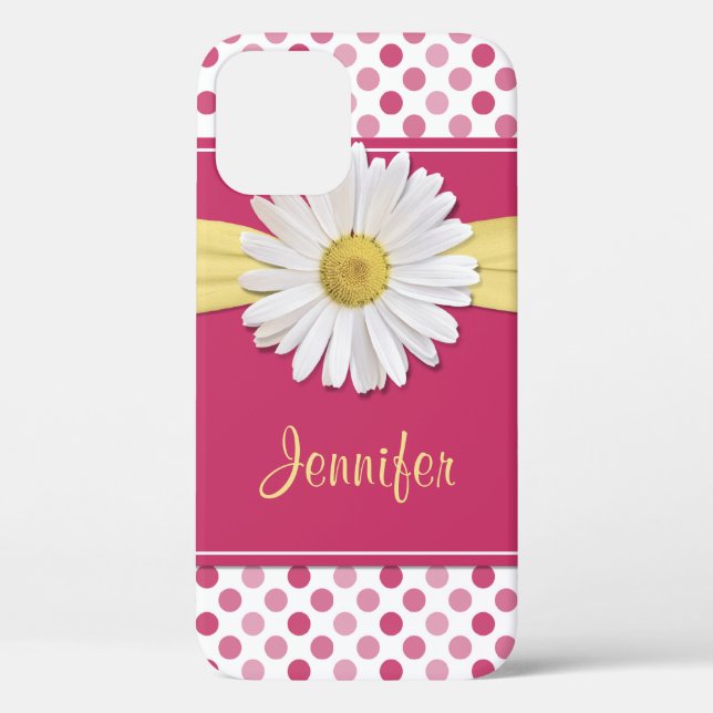 Shasta Daisy Pink Polka Dot Case-Mate iPhone Case (Back)