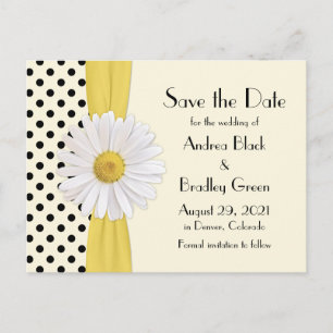 Shasta Daisy Polka Dot Wedding Save the Date Announcement Postcard