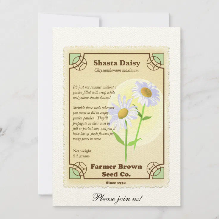 Shasta Daisy Seed Packet Invitation Zazzle