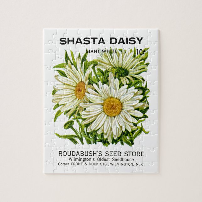 Shasta Daisy Vintage Seed Packet Jigsaw Puzzle (Vertical)