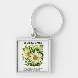 Shasta Daisy Vintage Seed Packet Keychain