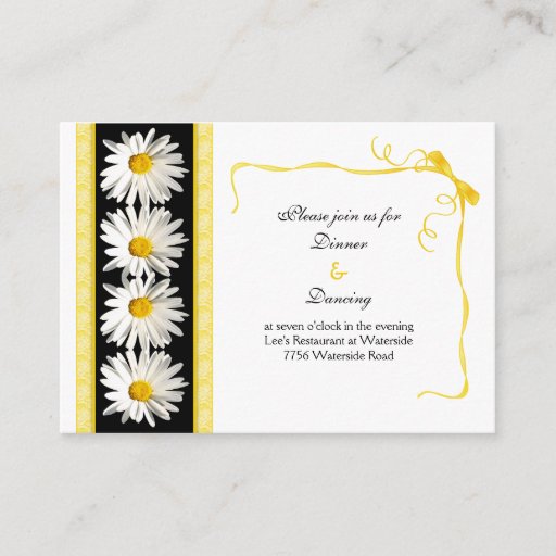 Customizable Shasta Daisy Wedding Reception Card Business Cards