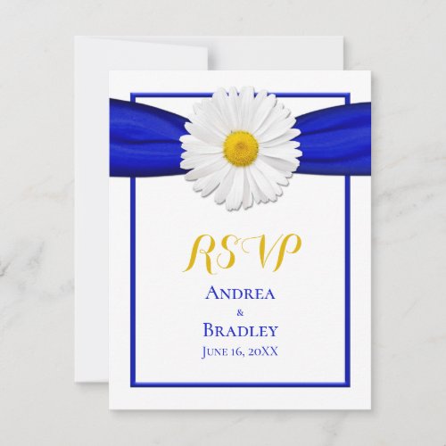 Shasta Daisy with Blue Ribbon Response Card Announcements