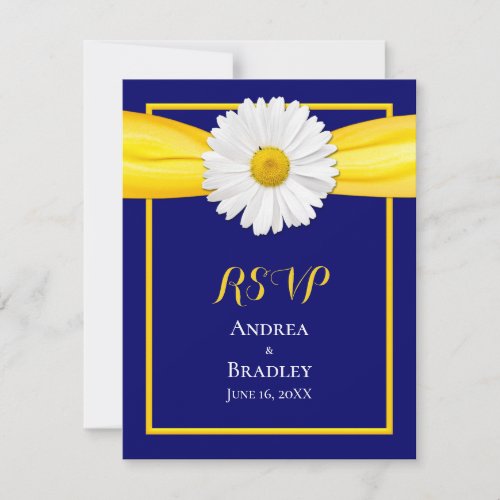 Shasta Daisy with Yellow Ribbon Response Card Personalized Invites