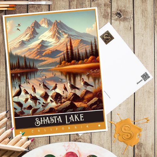 Shasta Lake California  Vintage Painting Postcard