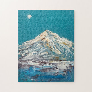Shasta Moon Abstract Mountain Lake and Moon Jigsaw Puzzle