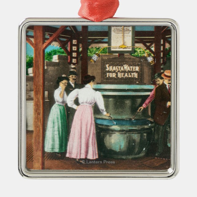 Shasta Water Drinking Fountain Scene Metal Ornament (Front)