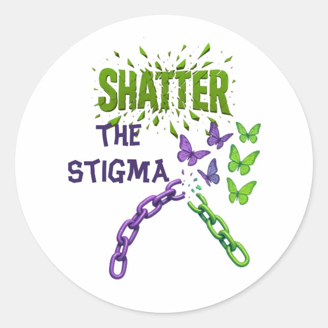 Shatter the Stigma - Mental Health Classic Round Sticker (Front)