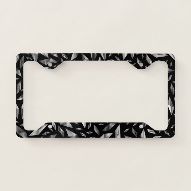 Shattered Black and White  License Plate Frame (Front)