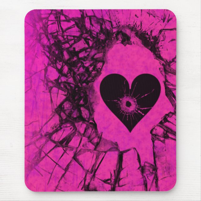 Shattered Broken Heart Gothic Mousepad (Front)